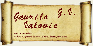 Gavrilo Valović vizit kartica